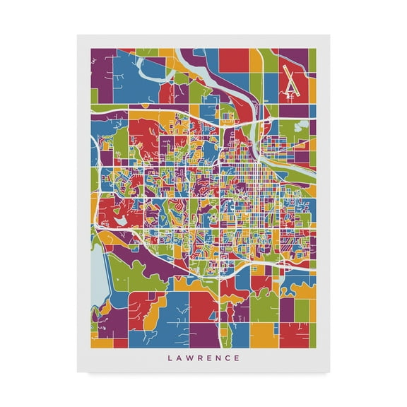 Trademark Fine Art 'Lawrence Kansas City Map' Canvas Art by Michael Tompsett