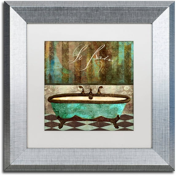Trademark Fine Art "Le Bain Aqua" Canvas Art by Color Bakery White Matte, Silver Frame