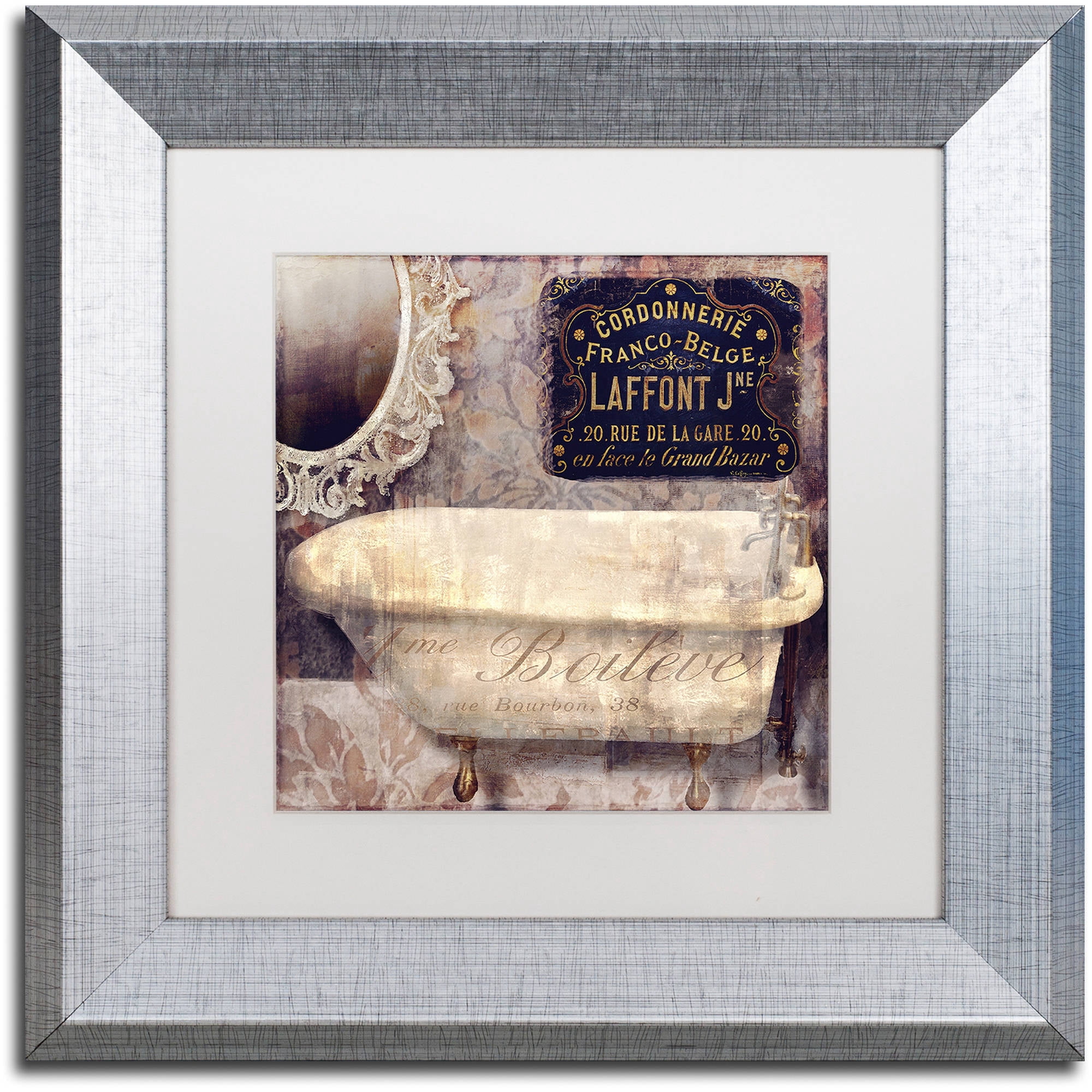 Trademark Fine Art "Le Bain Paris I" Canvas Art by Color Bakery White Matte, Silver Frame