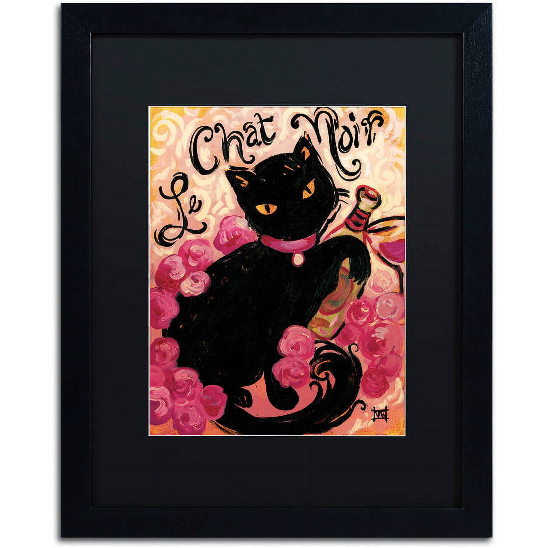 Trademark Fine Art "Le Chat Noir" Canvas Art by Natasha Wescoat, Black Matte, Black Frame