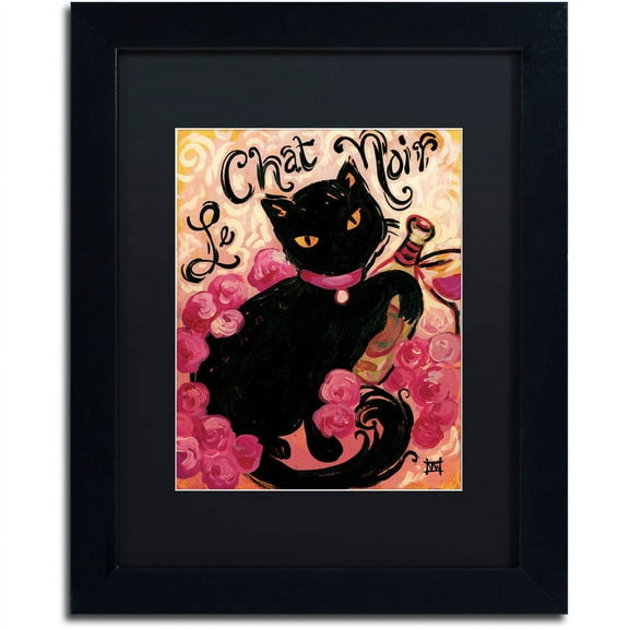 Trademark Fine Art "Le Chat Noir" Canvas Art by Natasha Wescoat, Black Matte, Black Frame