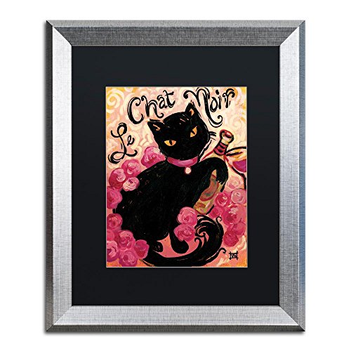 Trademark Fine Art "Le Chat Noir" Canvas Art by Natasha Wescoat, Black Matte, Silver Frame