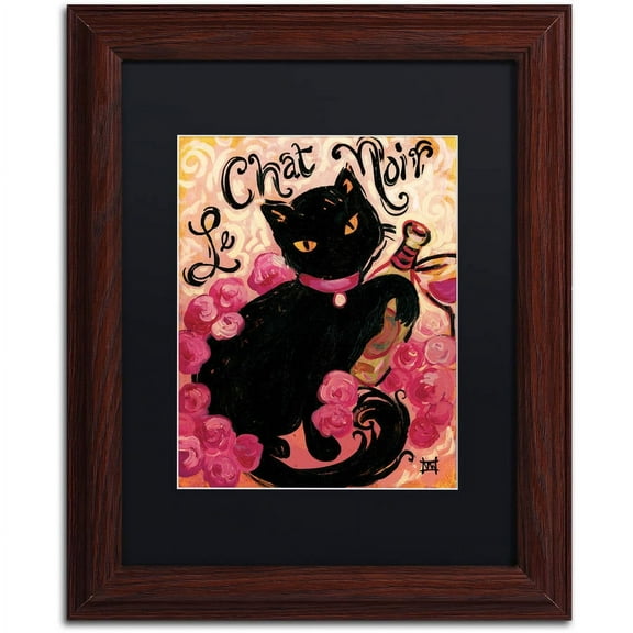 Trademark Fine Art "Le Chat Noir" Canvas Art by Natasha Wescoat, Black Matte, Wood Frame