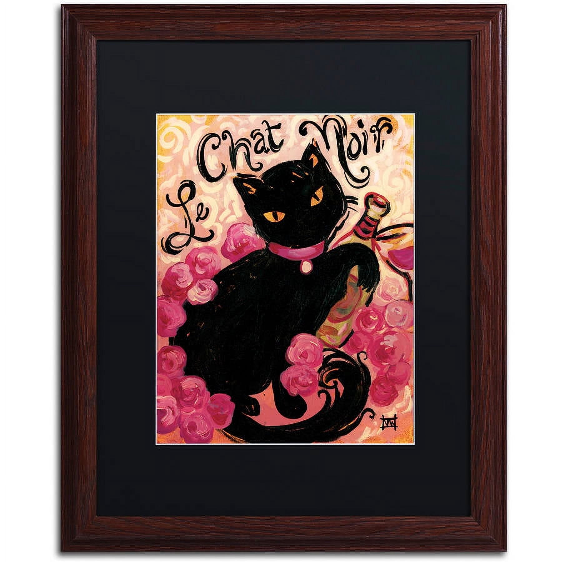 Trademark Fine Art "Le Chat Noir" Canvas Art by Natasha Wescoat, Black Matte, Wood Frame