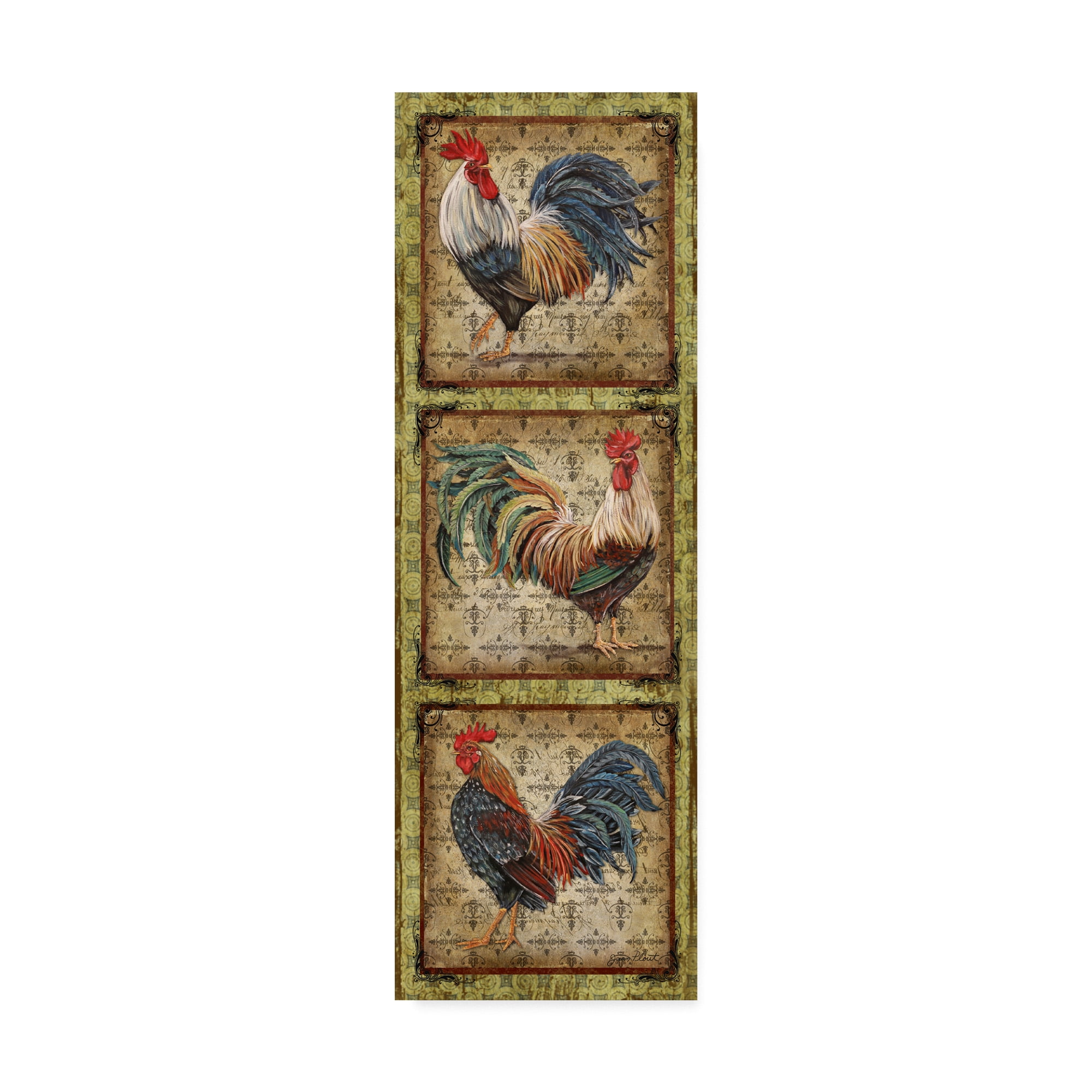 Trademark Fine Art 'Le Coq Rooster Trio' Canvas Art by Jean Plout