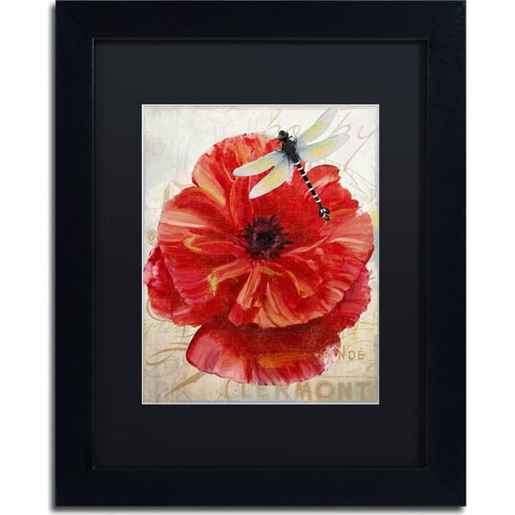 Trademark Fine Art "Le Pavot Dragonfly" Canvas Art by Color Bakery, Black Matte, Black Frame