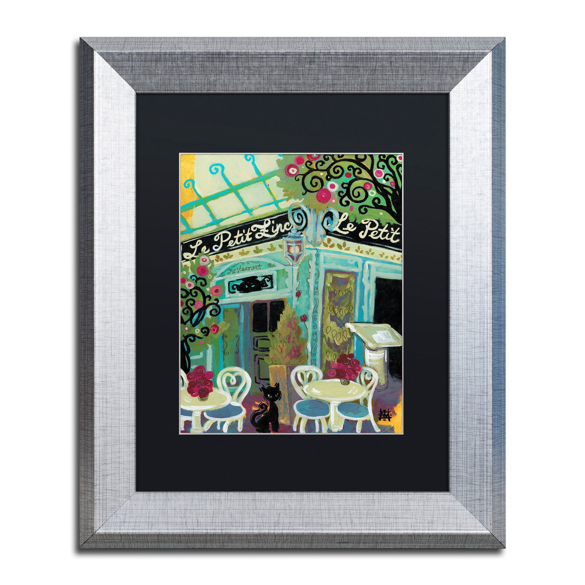 Trademark Fine Art "Le Petit Zinc" Canvas Art by Natasha Wescoat, Black Matte, Silver Frame