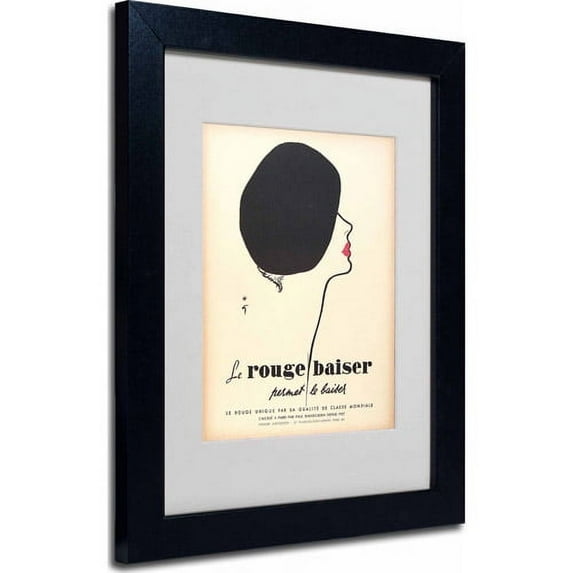 Trademark Fine Art "Le Rouge Baiser" Matted Framed Art by Vintage Apple Collection, Black Frame