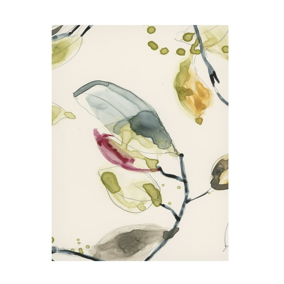 Trademark Fine Art Jennifer Goldberger 'Leaf Branch Triptych II' Canvas Art