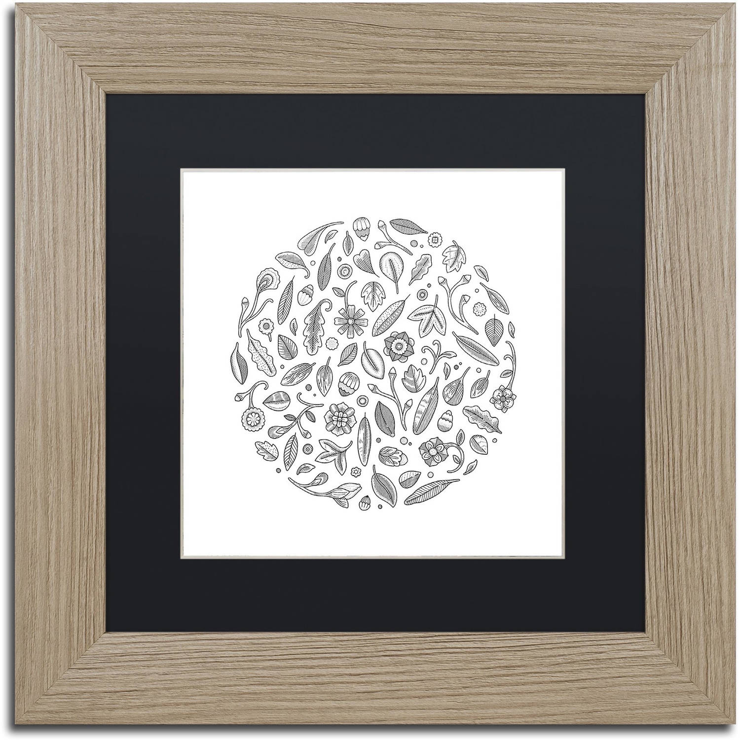 Trademark Fine Art "Leaf Circle" Canvas Art by Filippo Cardu, Black Matte, Birch Frame