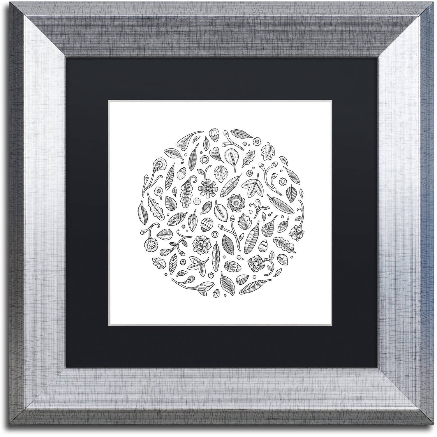 Trademark Fine Art "Leaf Circle" Canvas Art by Filippo Cardu, Black Matte, Silver Frame