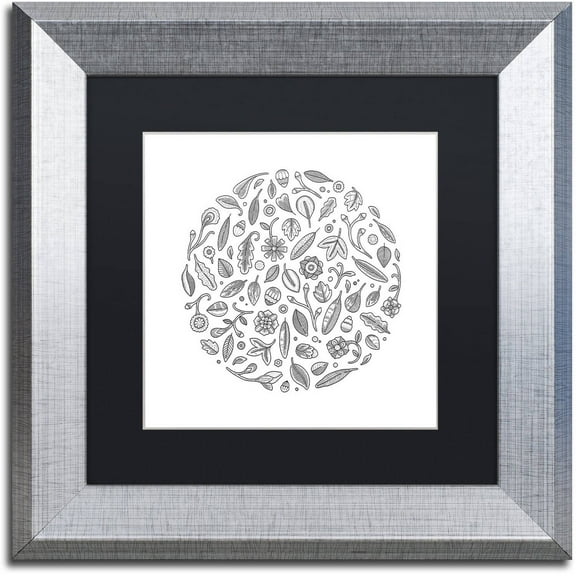 Trademark Fine Art "Leaf Circle" Canvas Art by Filippo Cardu, Black Matte, Silver Frame
