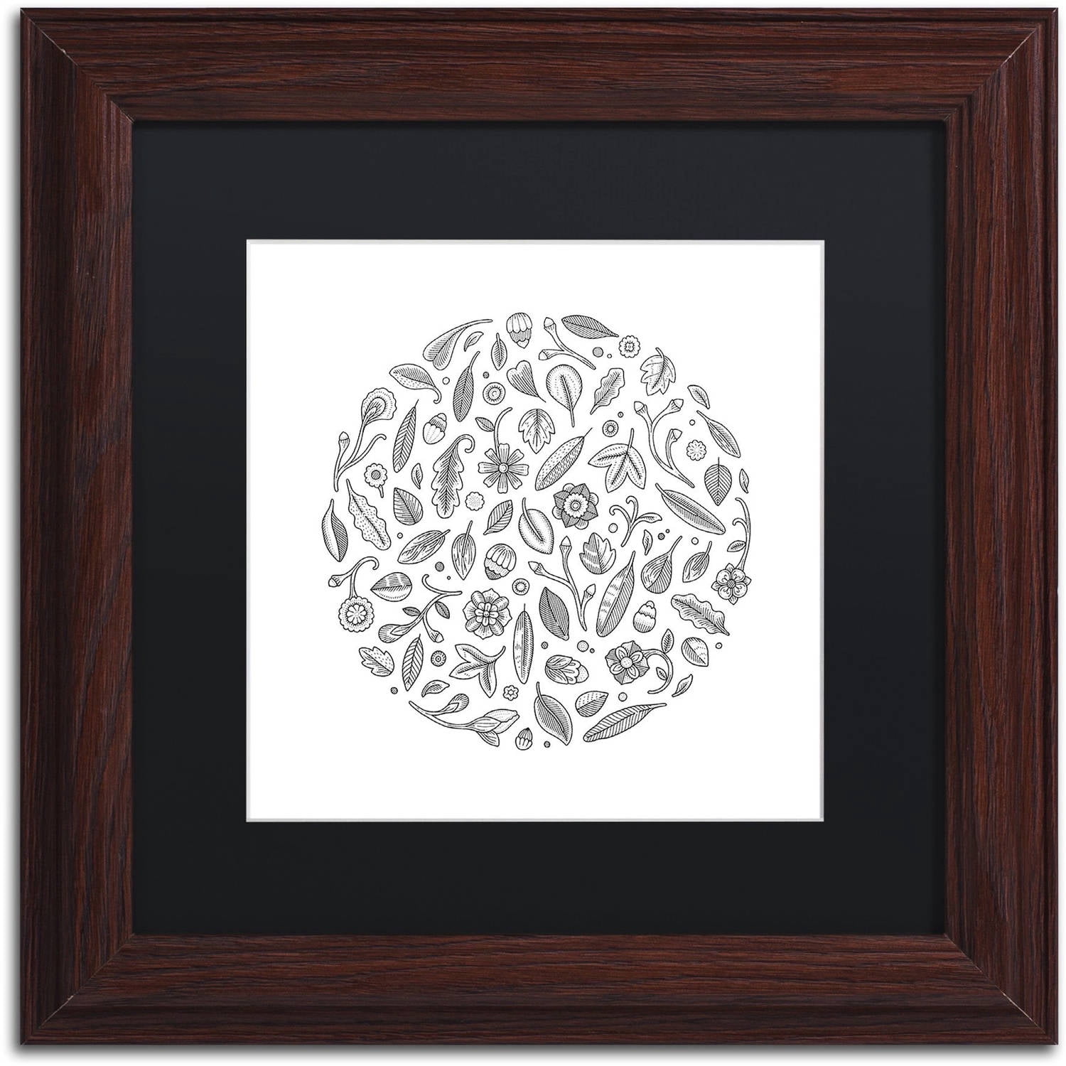 Trademark Fine Art "Leaf Circle" Canvas Art by Filippo Cardu, Black Matte, Wood Frame