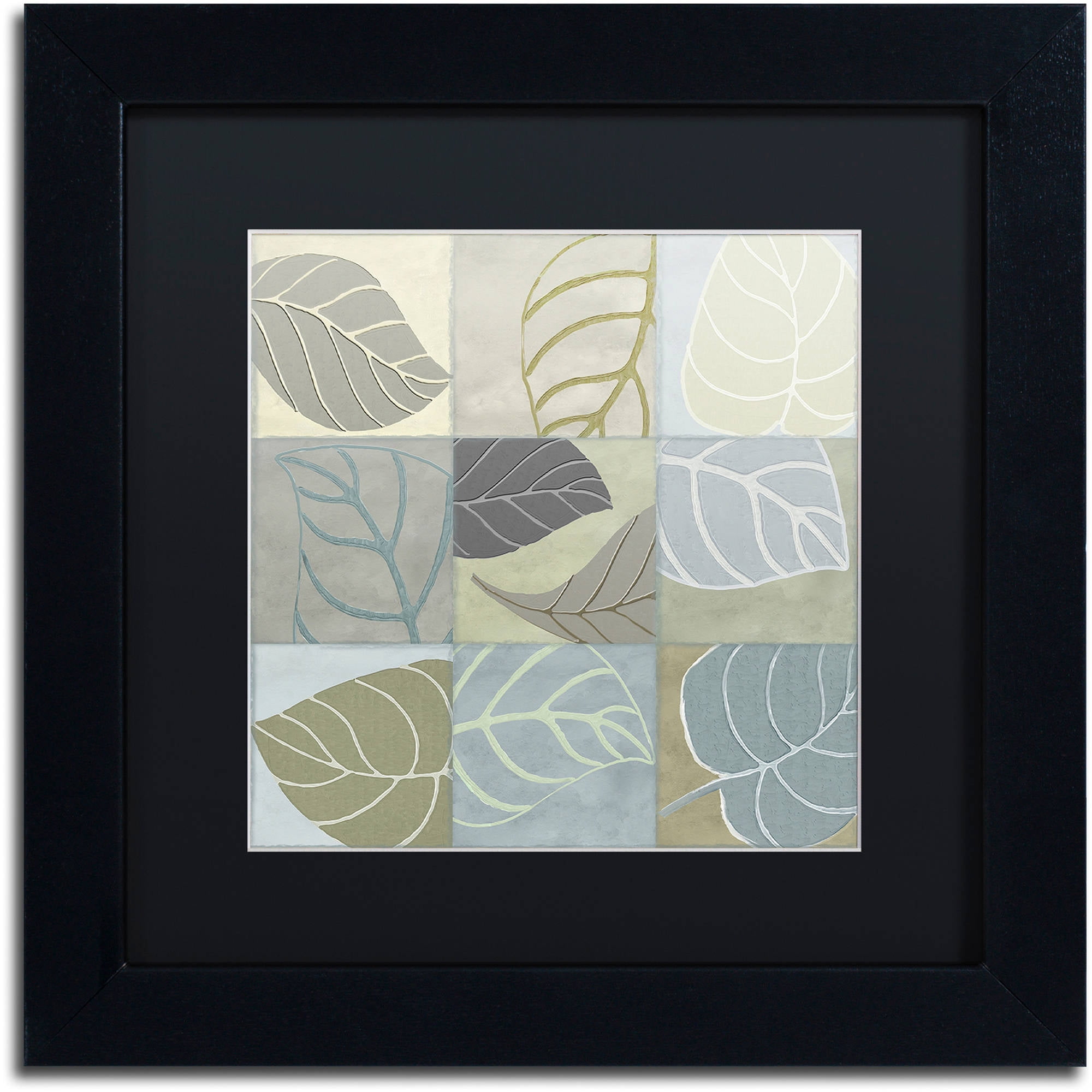 Vintage Leaf Story IV Canvas Art with Black Frame