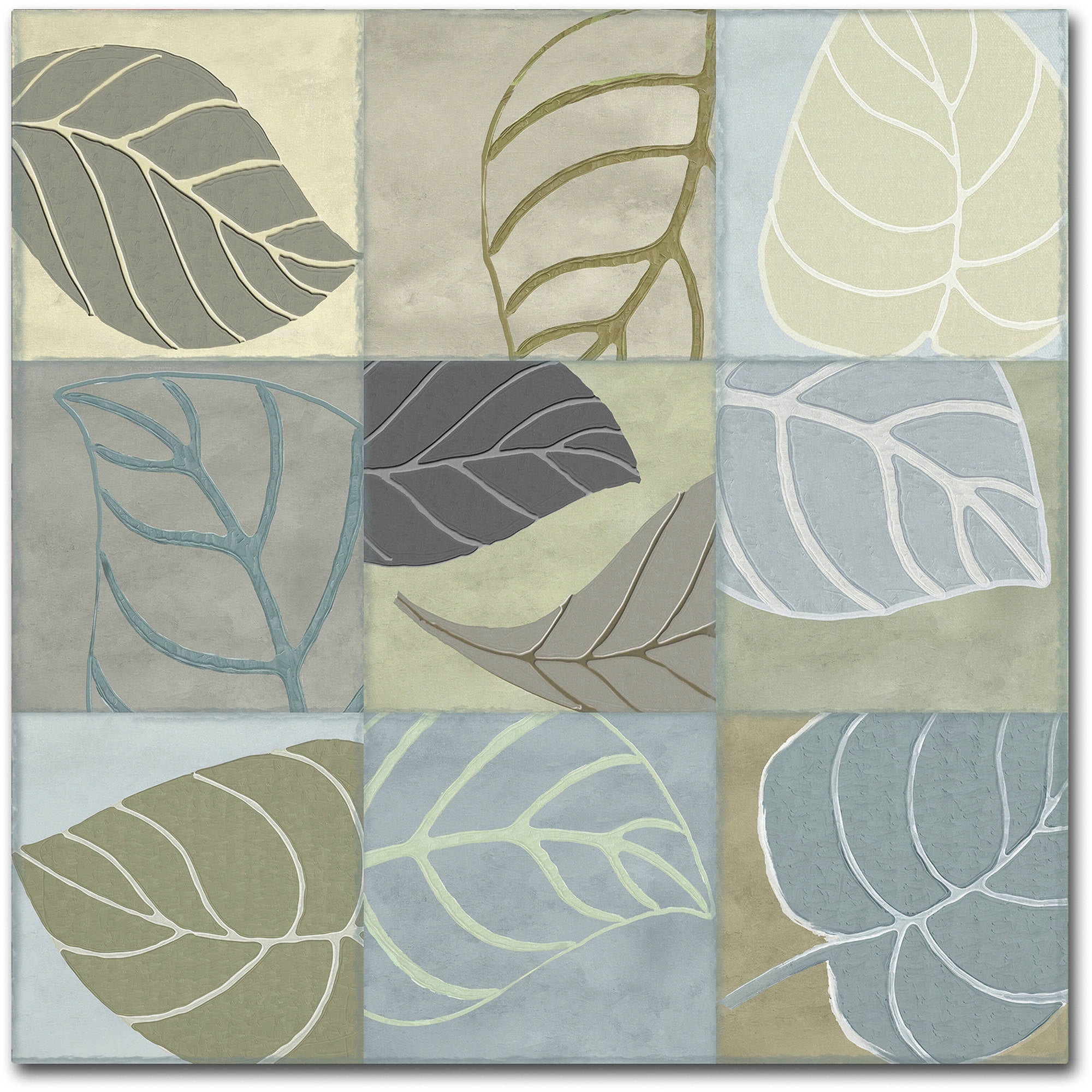 Leaf Story IV Green and Gray Botanical Canvas Art