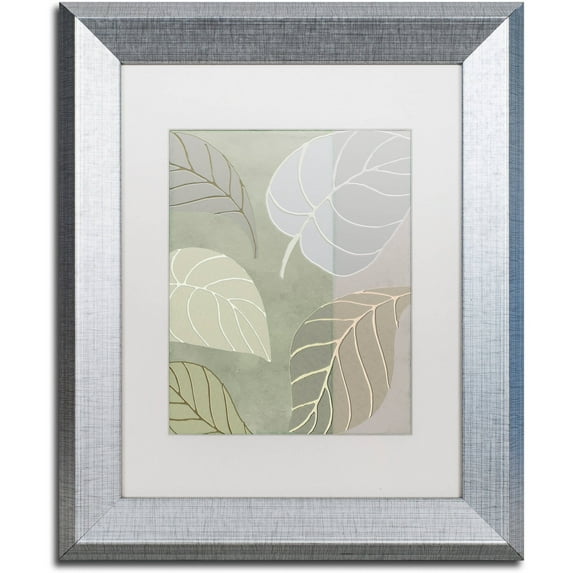 Trademark Fine Art "Leaf Story V" Canvas Art by Color Bakery White Matte, Silver Frame