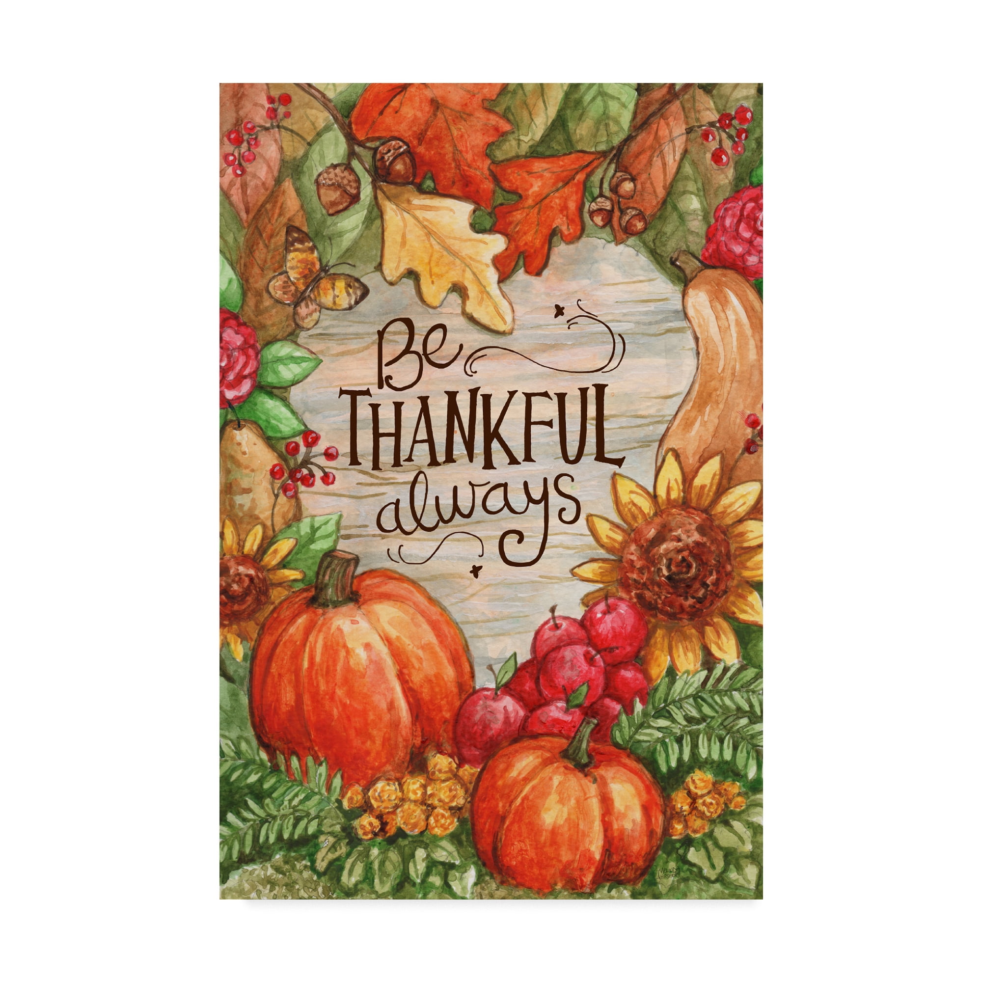 Trademark Fine Art 'Leaves Heart Be Thankful' Canvas Art by Melinda Hipsher