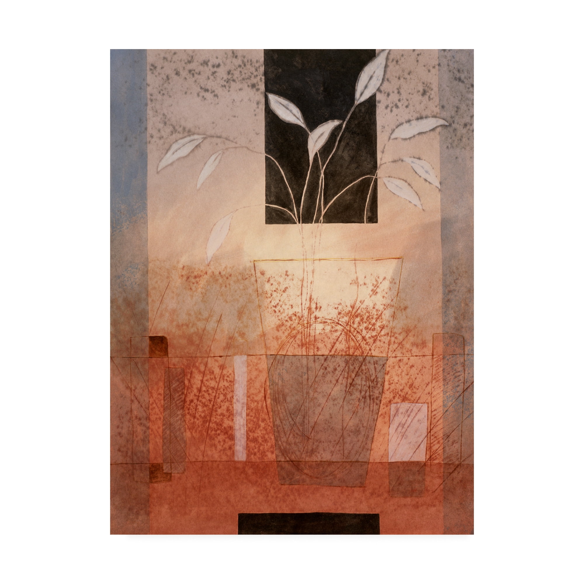 Trademark Fine Art 'Leaves In Vase On Orange' Canvas Art by Pablo Esteban