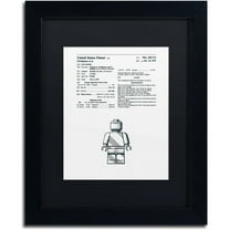 Trademark Fine Art "Lego Man Patent 1979 White" Canvas Art by Claire Doherty, Black Matte, Black Frame