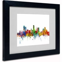 Trademark Fine Art "Leicester England Skyline II" Canvas Art by Michael Tompsett, Black Frame