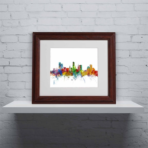 Trademark Fine Art "Leicester England Skyline II" Canvas Art by Michael Tompsett, Wood Frame