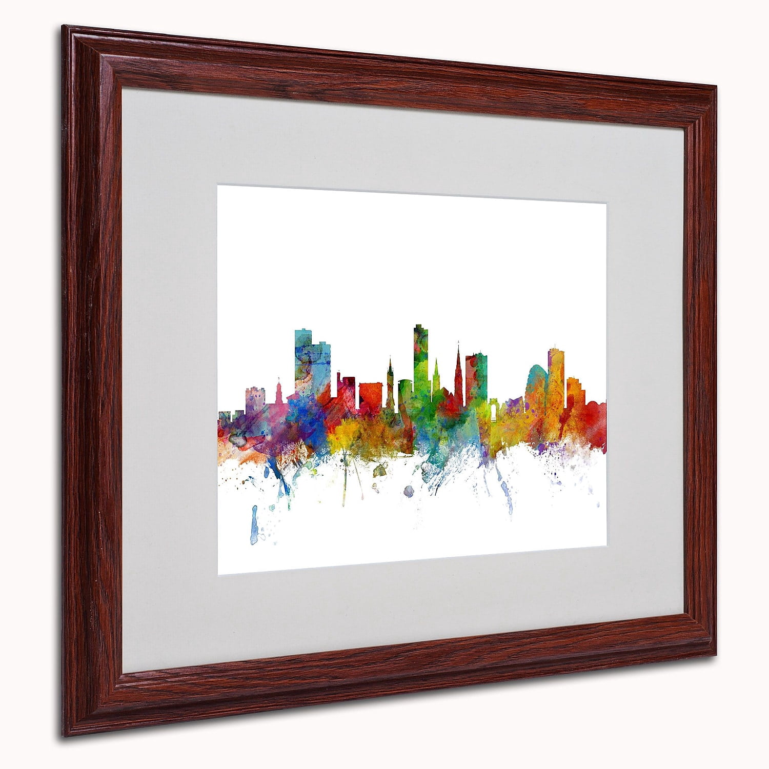 Trademark Fine Art "Leicester England Skyline II" Canvas Art by Michael Tompsett, Wood Frame