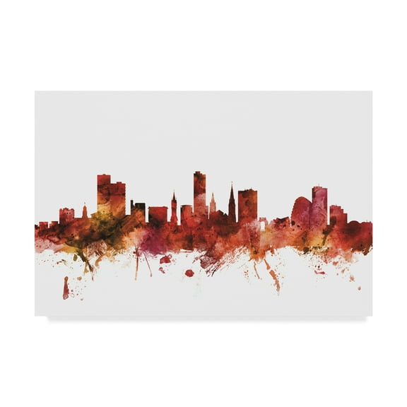 Trademark Fine Art 'Leicester England Skyline Red' Canvas Art by Michael Tompsett