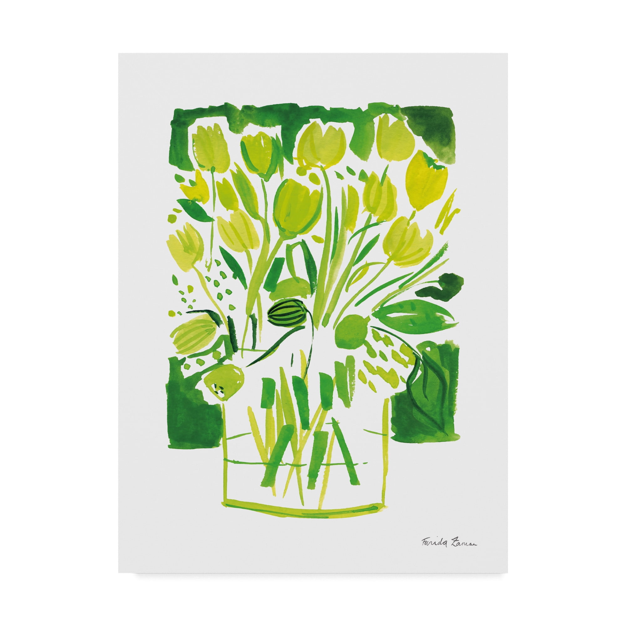 Trademark Fine Art 'Lemon Green Tulips I' Canvas Art by Farida Zaman