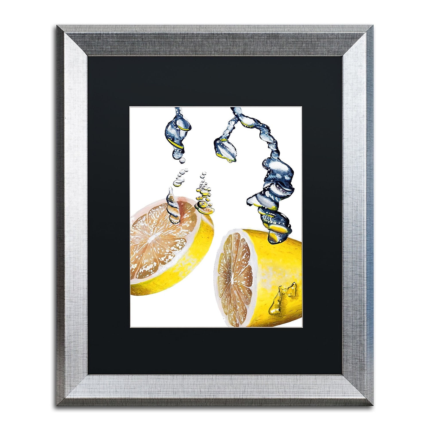 Lemon Splash Canvas Art with Silver Frame