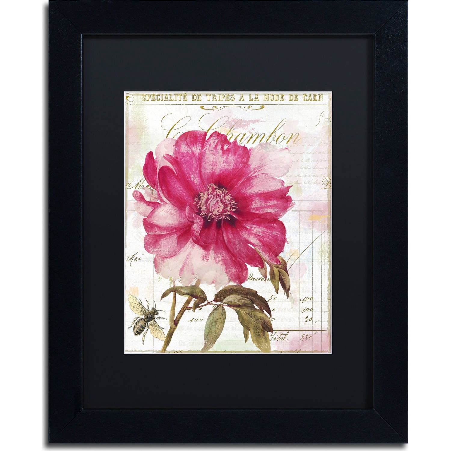 Trademark Fine Art "Lepink With Bee" Canvas Art by Color Bakery, Black Matte, Black Frame