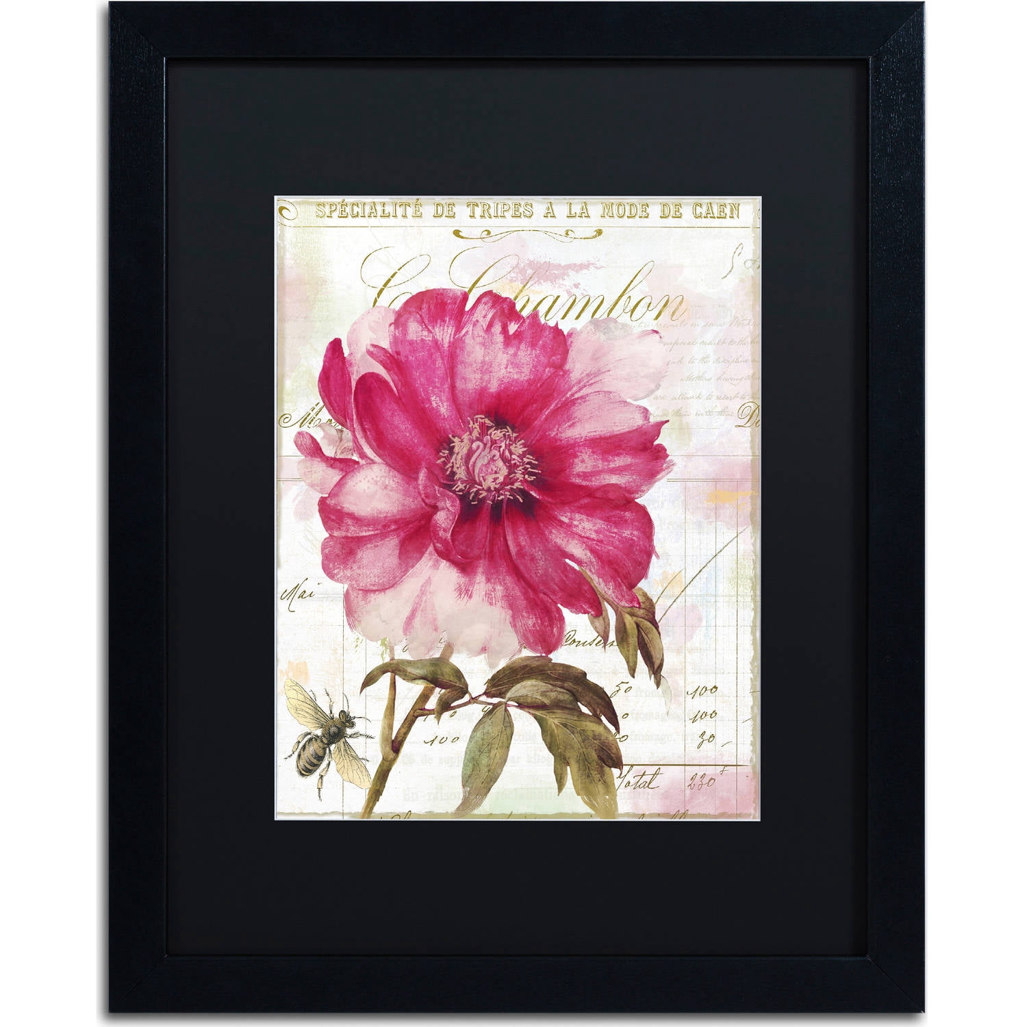 Trademark Fine Art "Lepink With Bee" Canvas Art by Color Bakery, Black Matte, Black Frame