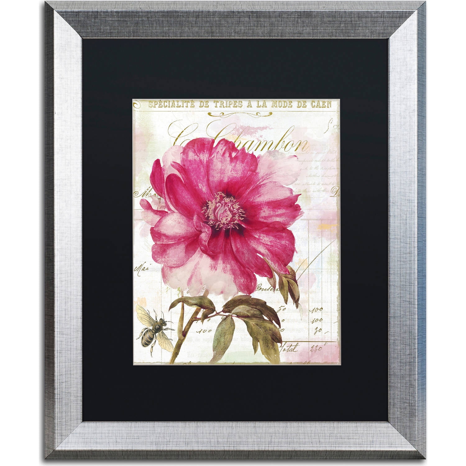 Trademark Fine Art "Lepink With Bee" Canvas Art by Color Bakery, Black Matte, Silver Frame