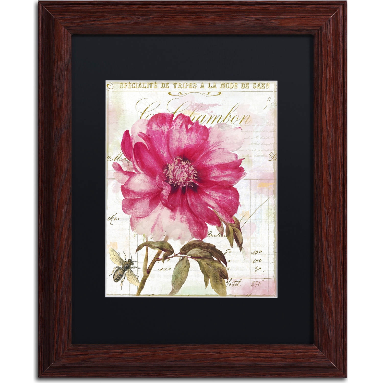 Trademark Fine Art "Lepink With Bee" Canvas Art by Color Bakery, Black Matte, Wood Frame