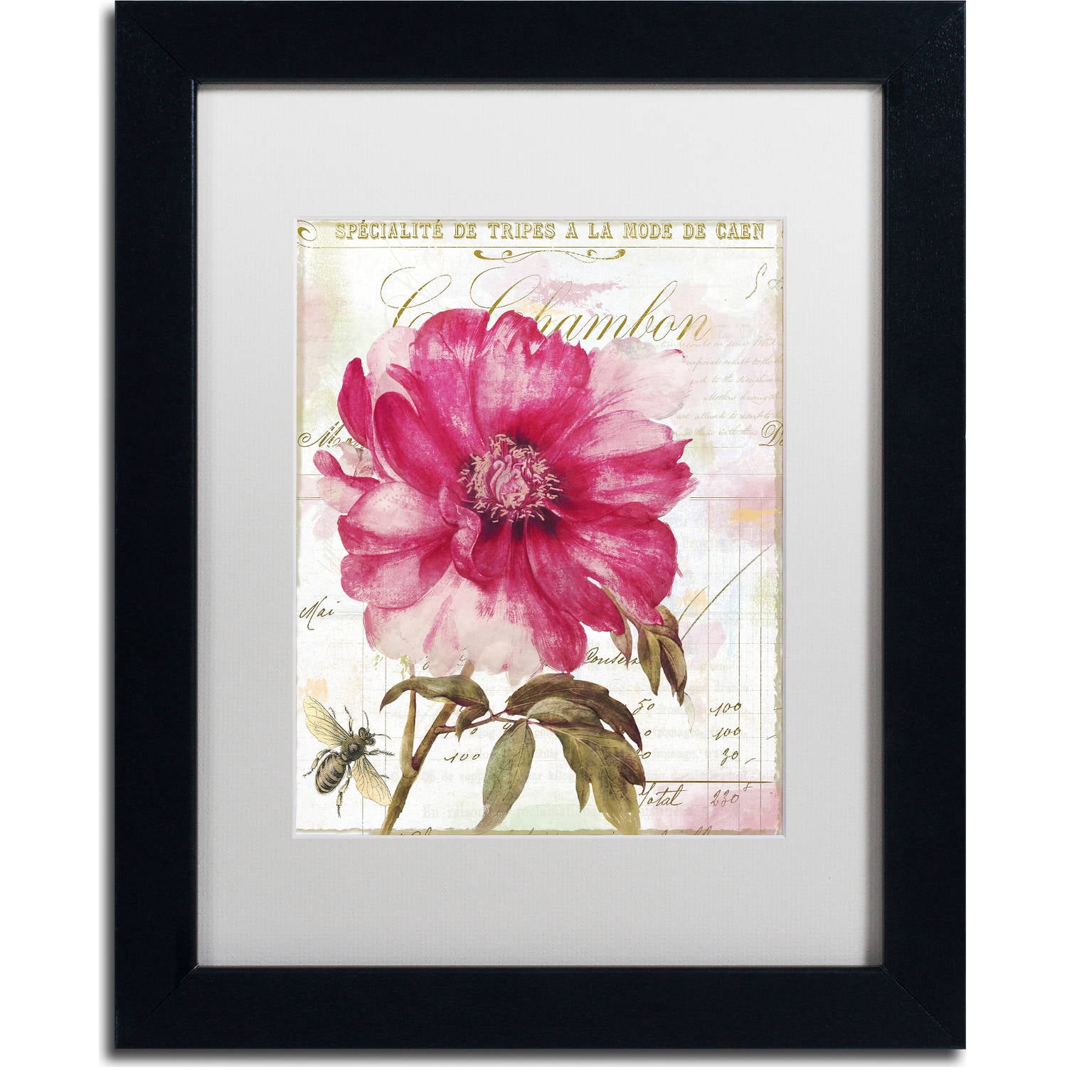 Trademark Fine Art "Lepink With Bee" Canvas Art by Color Bakery, White Matte, Black Frame