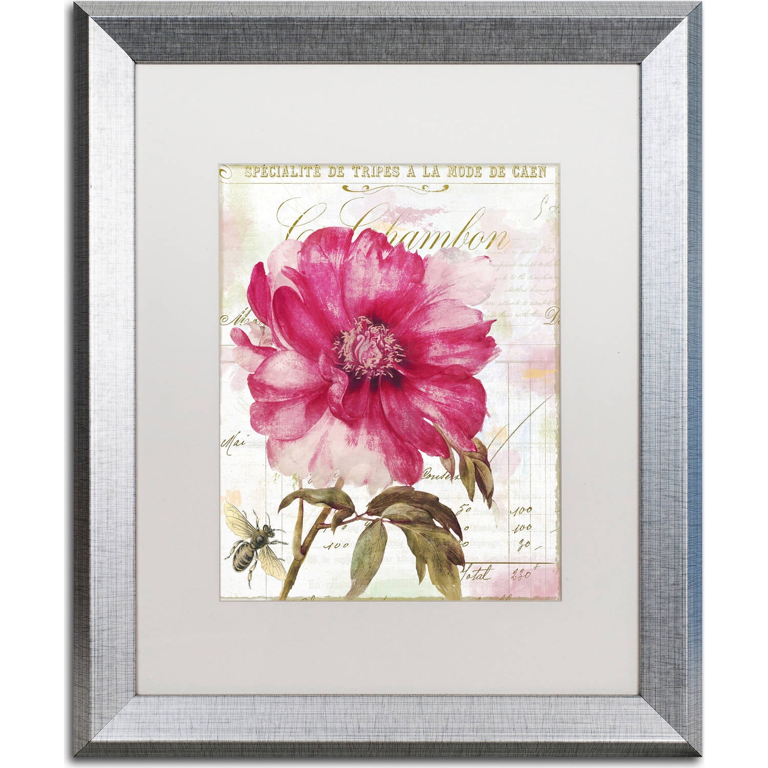 Trademark Fine Art "Lepink With Bee" Canvas Art by Color Bakery, White Matte, Silver Frame