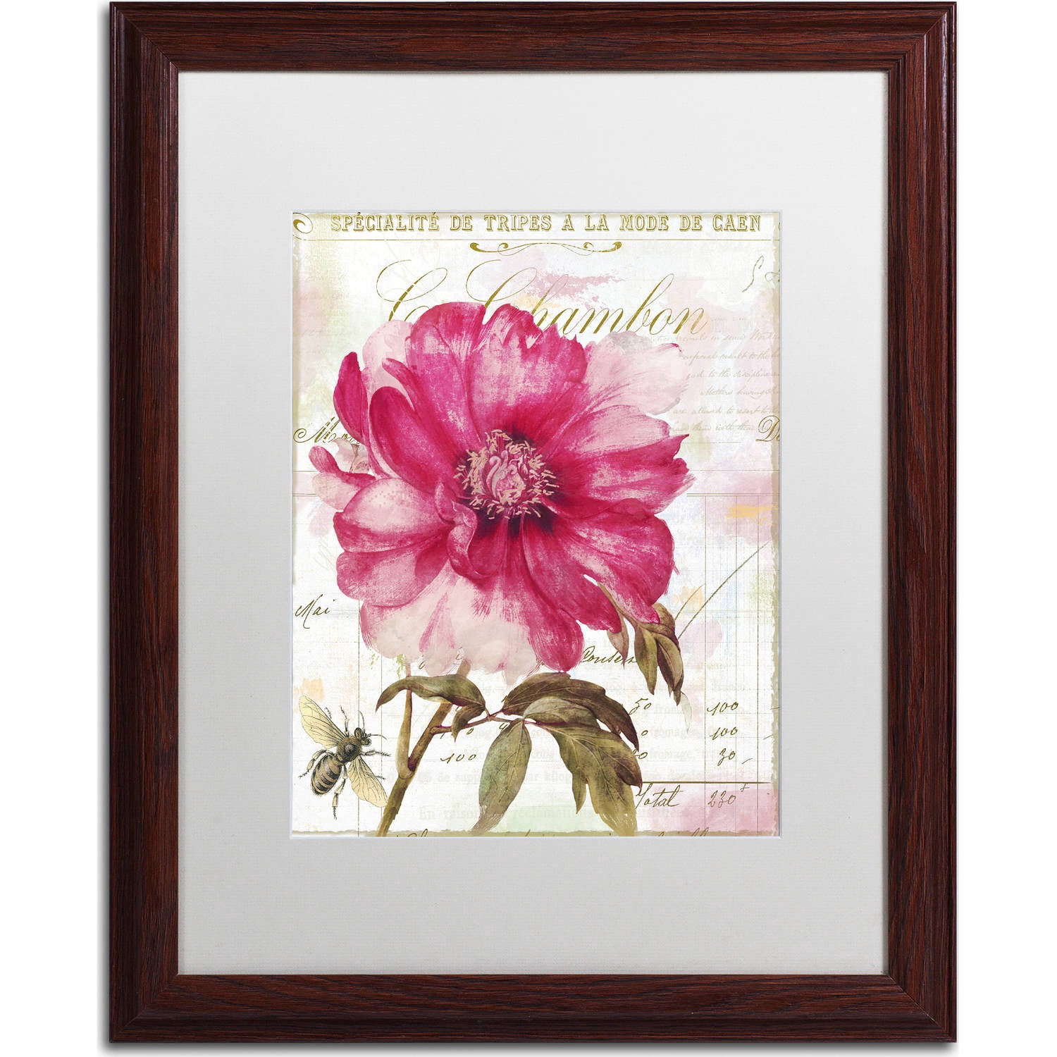 Trademark Fine Art "Lepink With Bee" Canvas Art by Color Bakery, White Matte, Wood Frame