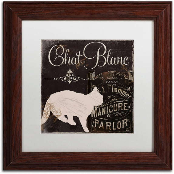 Trademark Fine Art "Les Chats I" Canvas Art by Color Bakery White Matte, Wood Frame