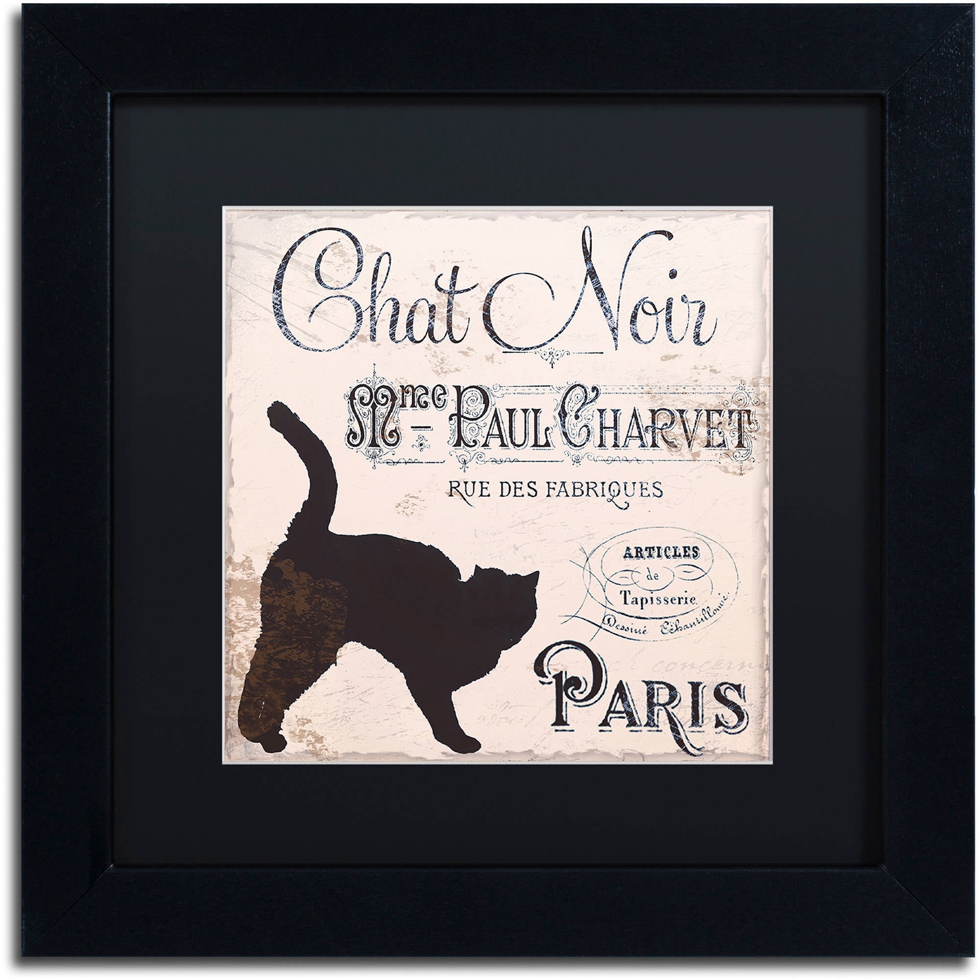 Trademark Fine Art "Les Chats II" Canvas Art by Color Bakery Black Matte, Black Frame