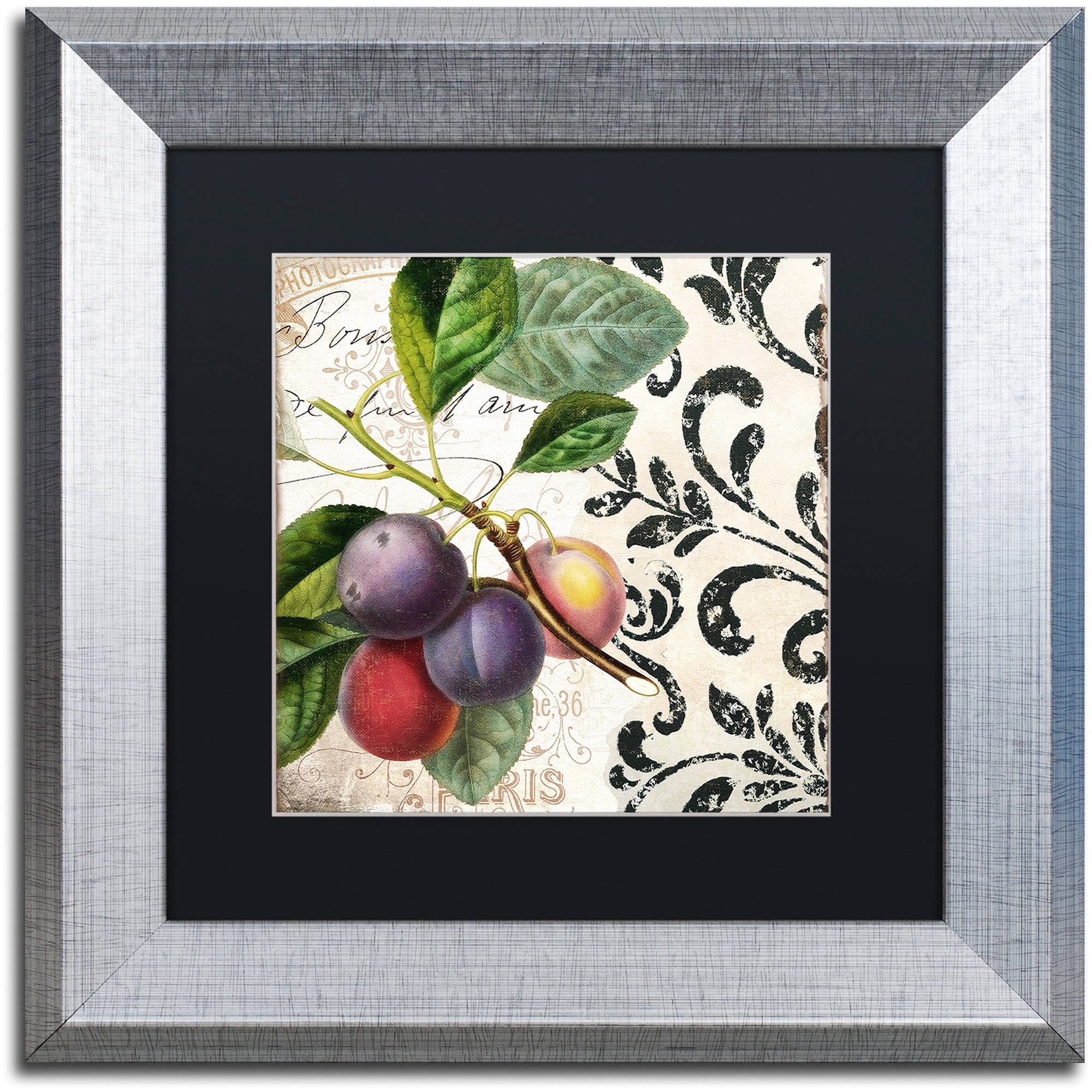 Trademark Fine Art "Les Fruits Jardin III" Canvas Art by Color Bakery Black Matte, Silver Frame