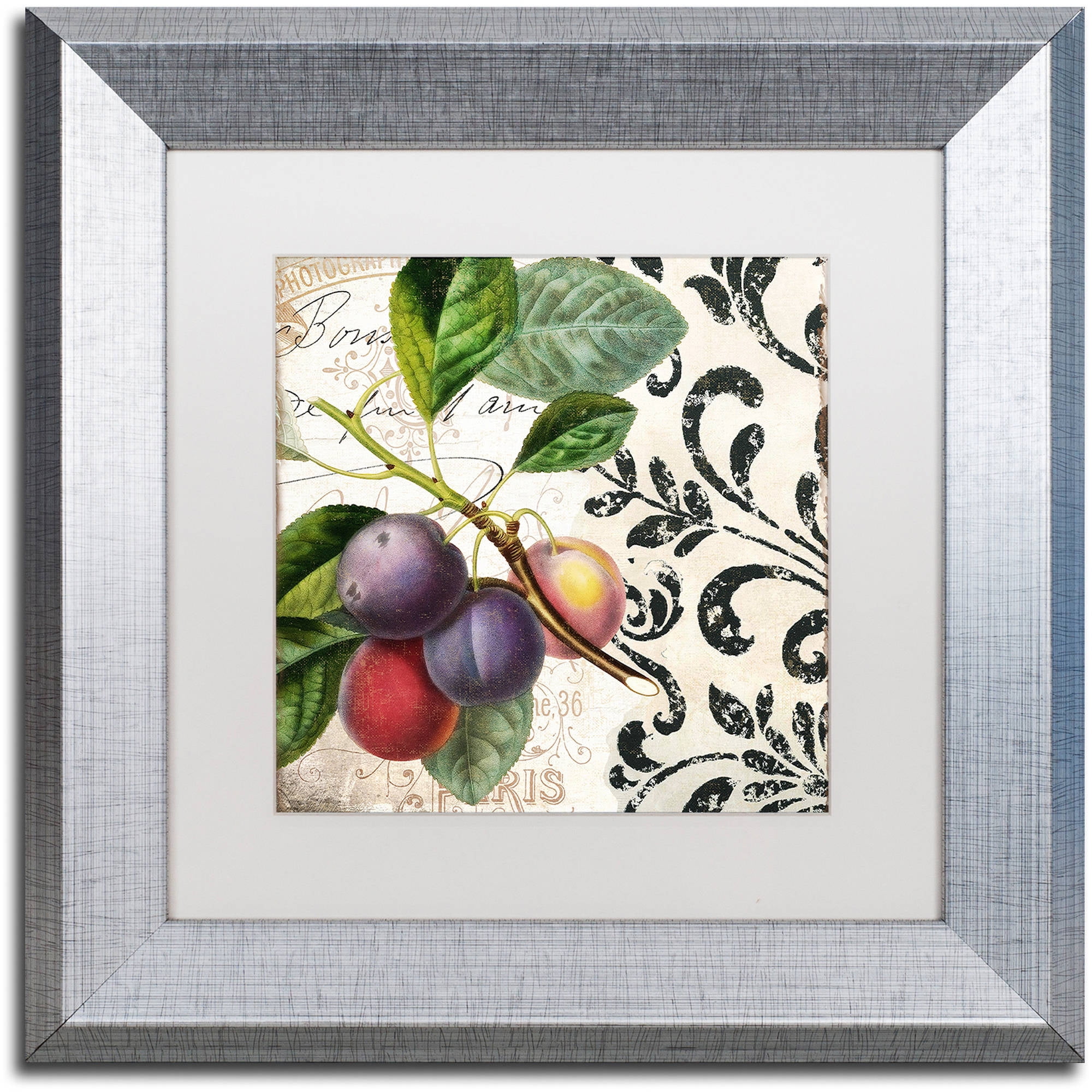 Les Fruits Jardin III Framed Canvas Art with Silver Frame
