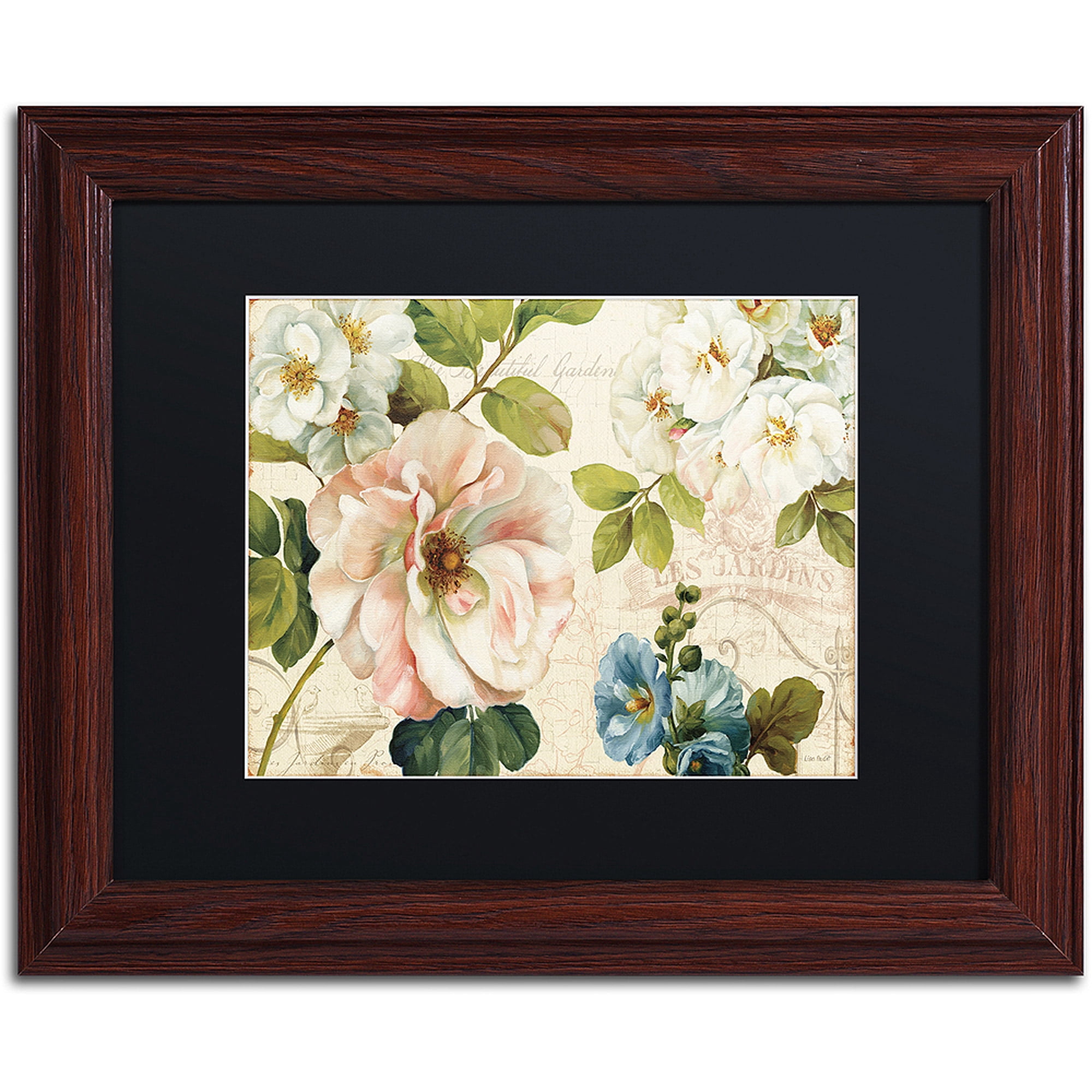 Trademark Fine Art "Les Jardin I" Canvas Art by Lisa Audit, Black Matte, Wood Frame