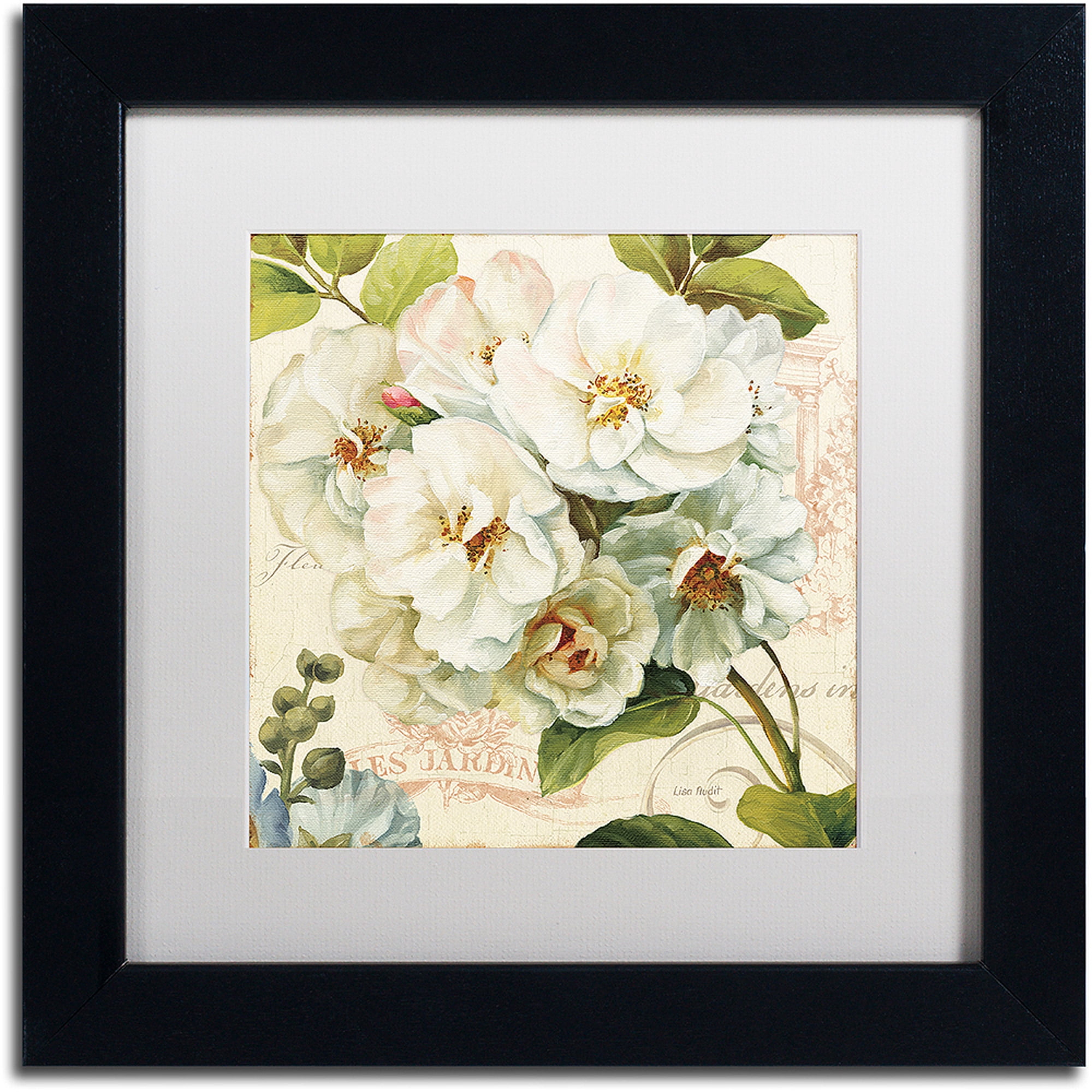 Trademark Fine Art "Les Jardin III" Canvas Art by Lisa Audit, White Matte, Black Frame