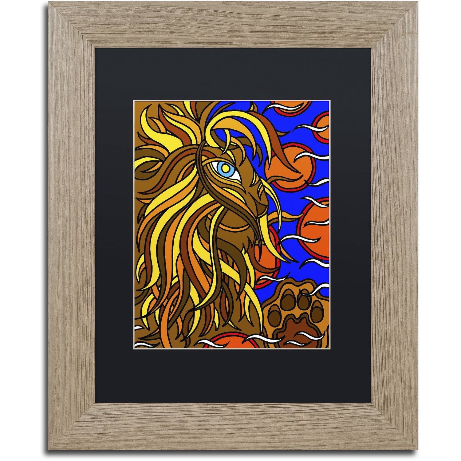 Trademark Fine Art "Lester the Lion Alive" Canvas Art by Kathy G. Ahrens, Black Matte, Birch Frame