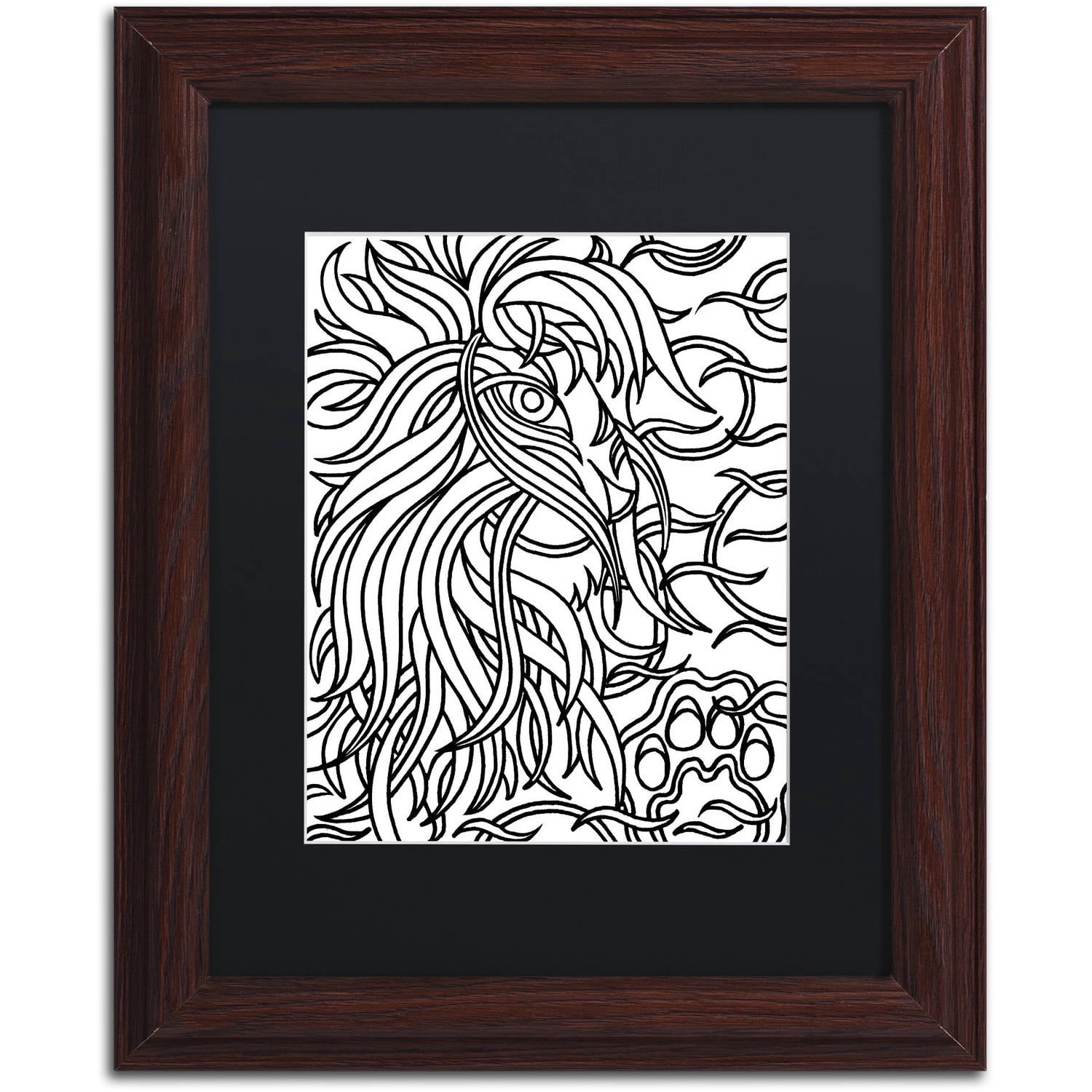 Trademark Fine Art "Lester the Lion" Canvas Art by Kathy G. Ahrens, Black Matte, Wood Frame