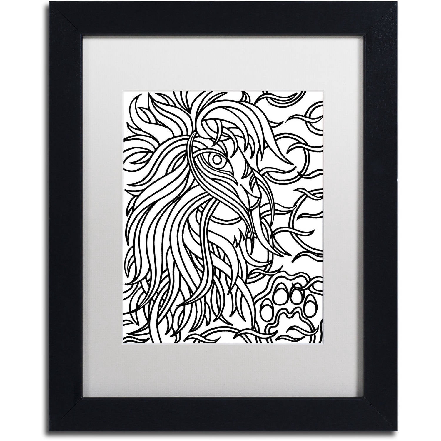 Trademark Fine Art "Lester the Lion" Canvas Art by Kathy G. Ahrens, White Matte, Black Frame