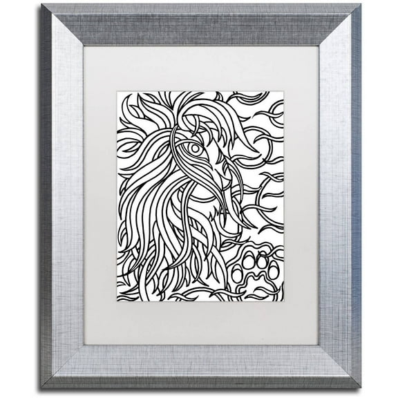 Trademark Fine Art "Lester the Lion" Canvas Art by Kathy G. Ahrens, White Matte, Silver Frame