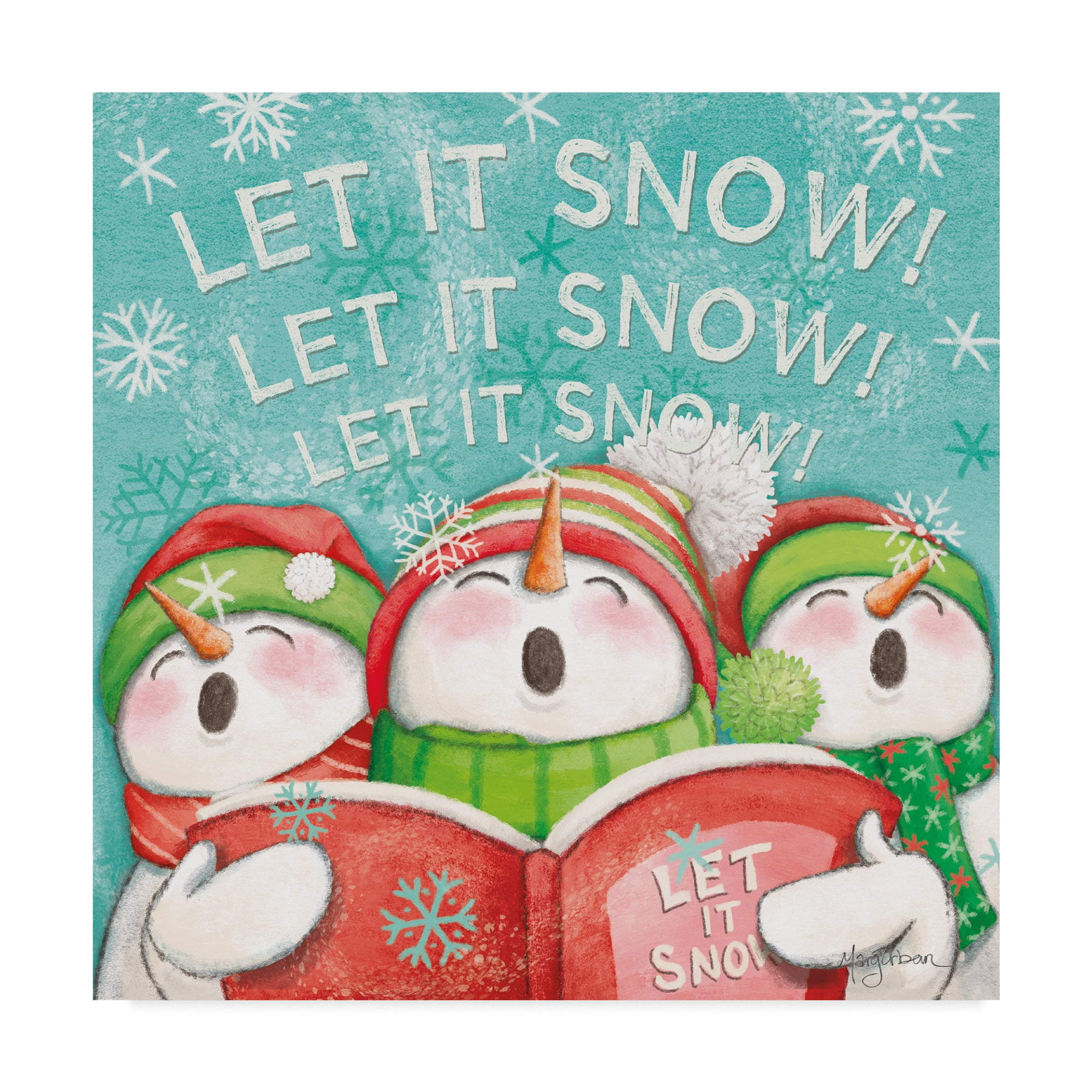 14 x 14 Framed Let It Snow Snowmen Canvas Art