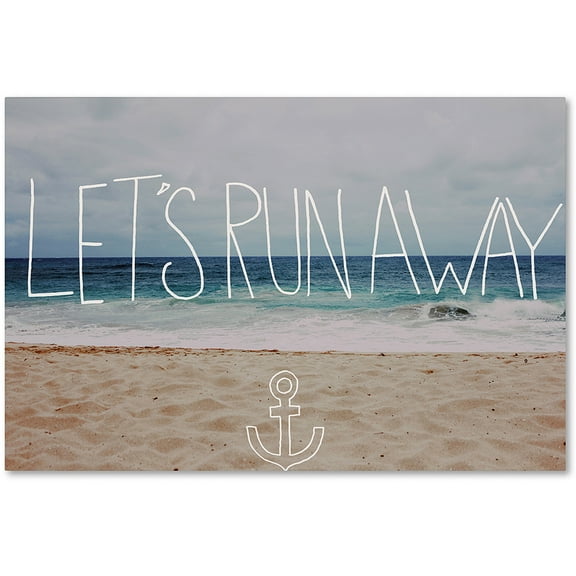Trademark Fine Art "Let's Run Away to the Sea" Canvas Art by Leah Flores