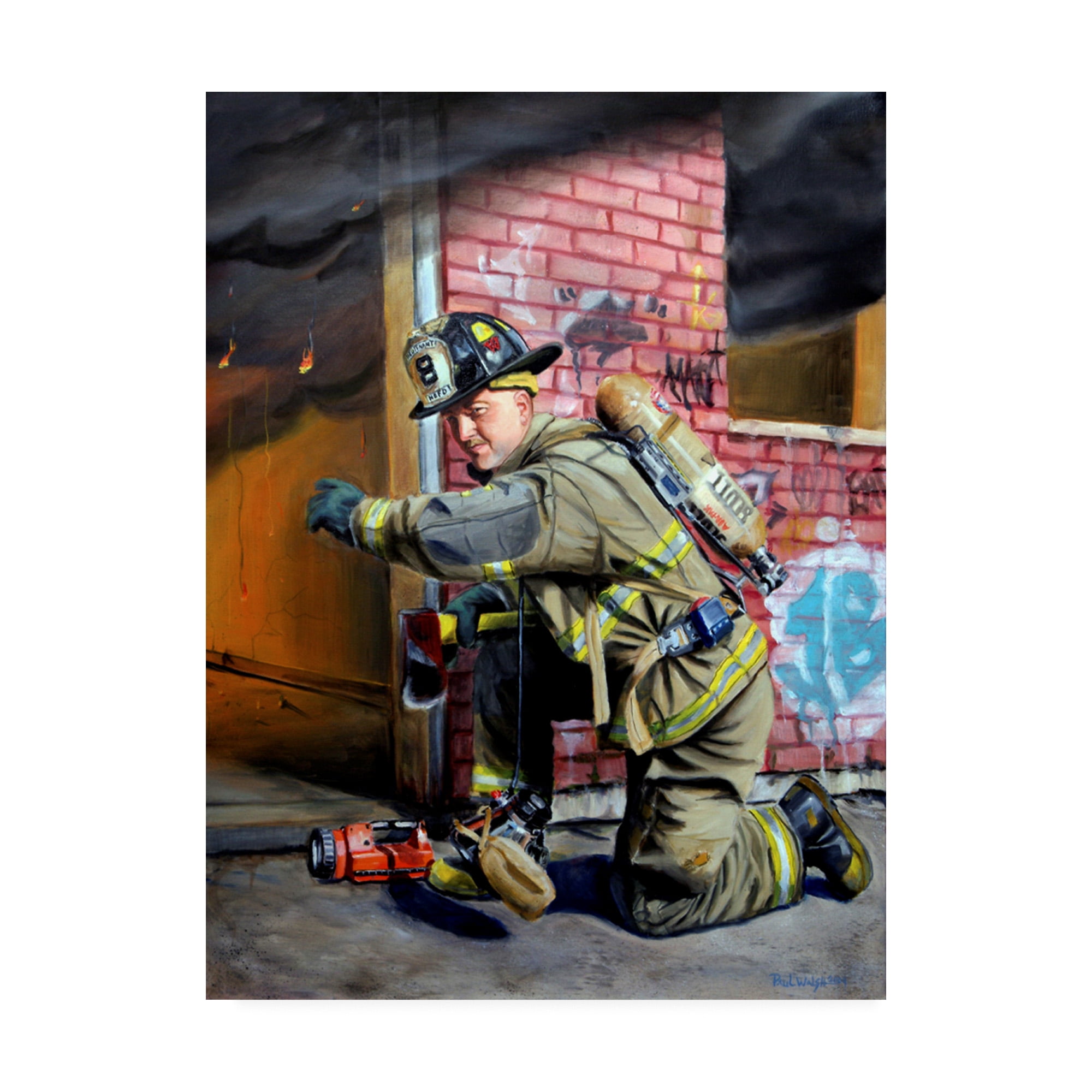 Trademark Fine Art 'Lets Go Fire Fighter' Canvas Art by Paul Walsh