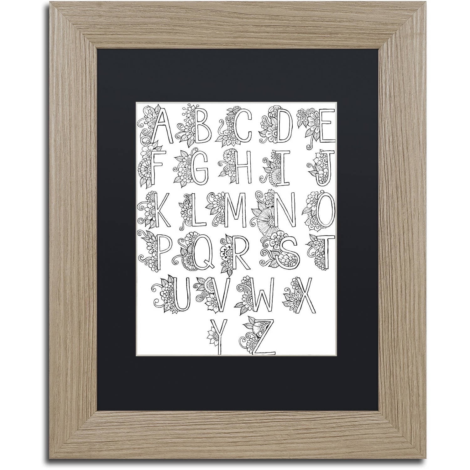 Trademark Fine Art 'Letters & Words 1' Canvas Art by Hello Angel Black Matte, Birch Frame